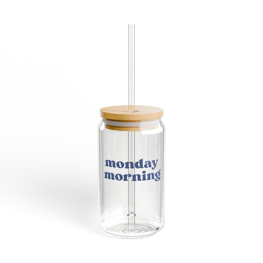Monday Morning Glass Cup W/ Straw