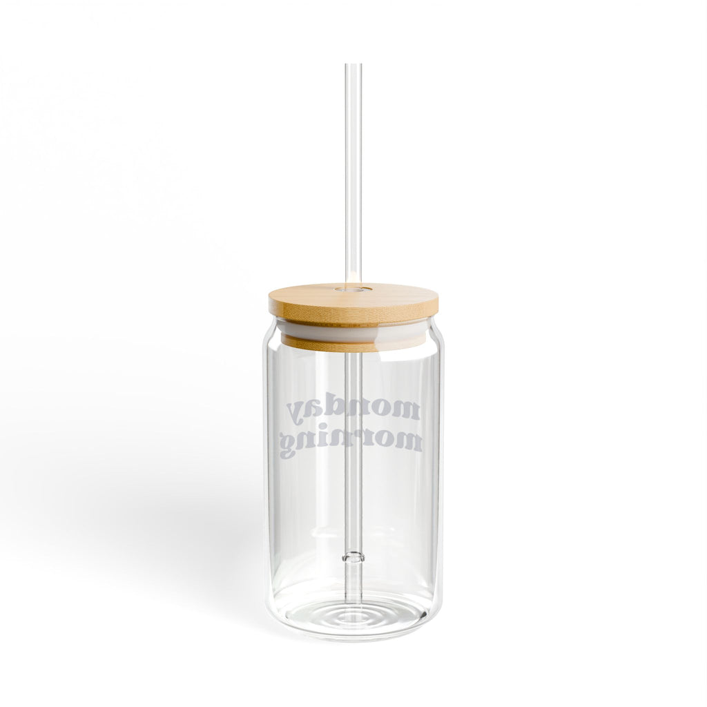 Monday Morning Glass Cup W/ Straw